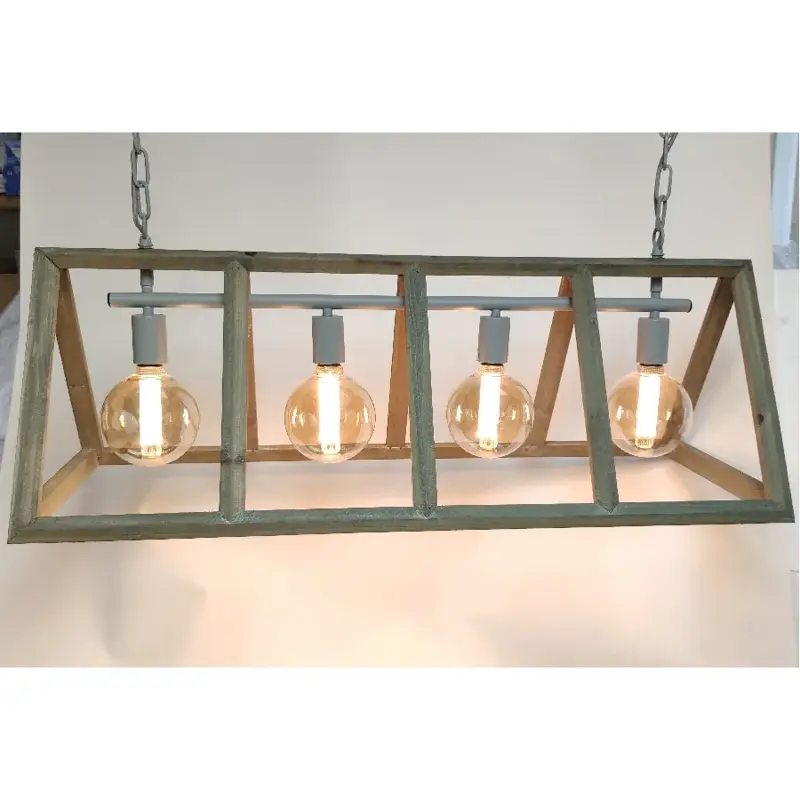 Foto 8 Hanglamp Farm hout 4 lichts