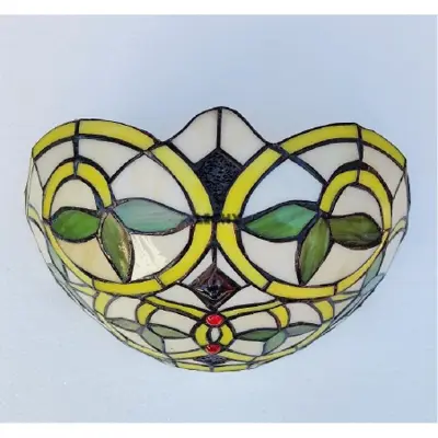 Foto van tiffany wandlamp baro wit geel 28cm breed