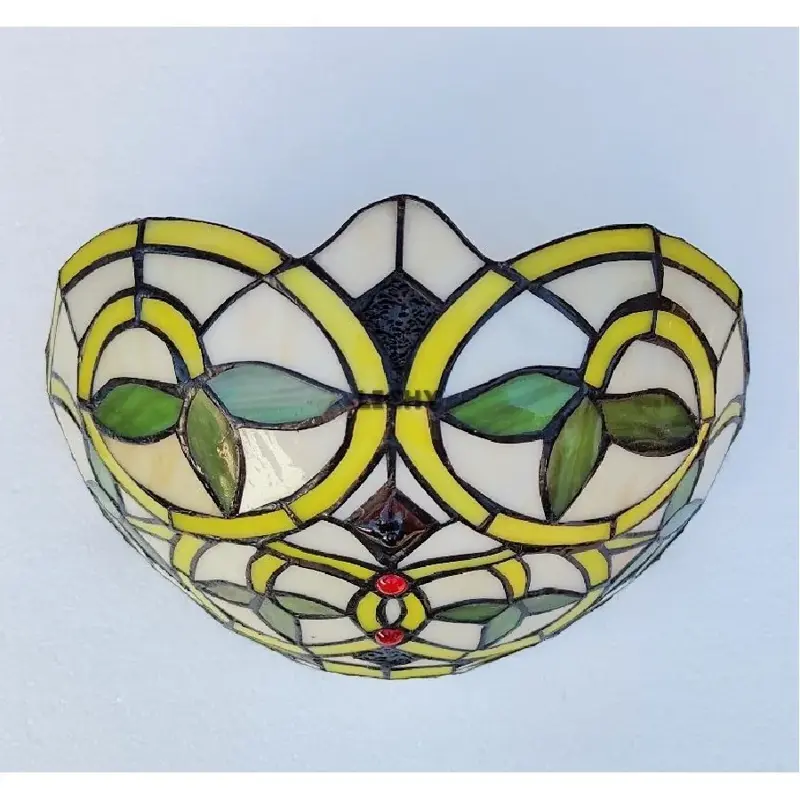 Foto 1 tiffany wandlamp baro wit geel 28cm breed