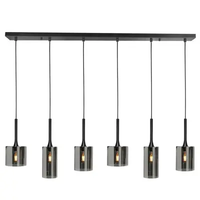 Foto van Hanglamp Diverso 5 lichts met smoke glas