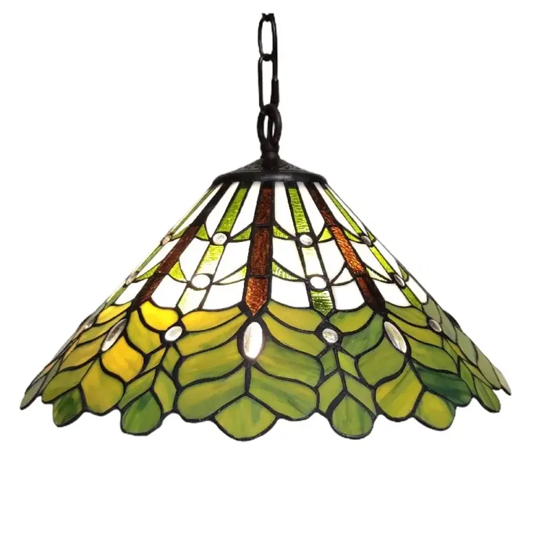 Foto 6 Tiffany hanglamp blad groen 41cm