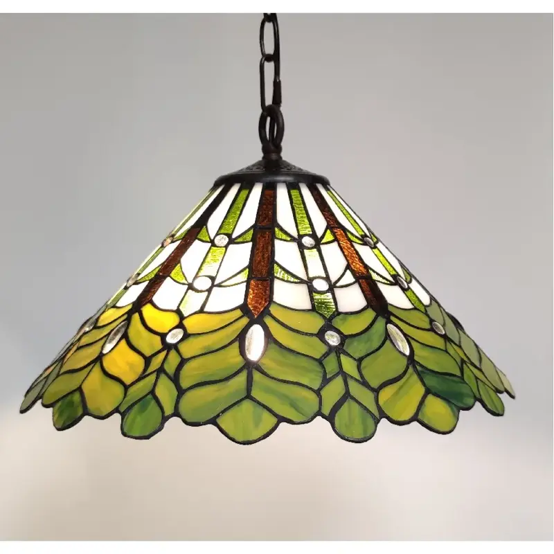 Foto 10 Tiffany hanglamp blad groen 41cm