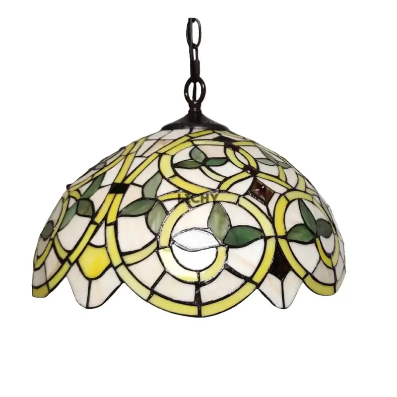 Foto 1 Tiffany hanglamp barok geel groen 41cm