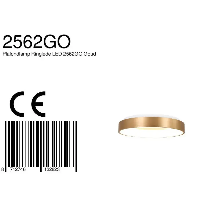 Foto 7 Plafondlamp Ringlede 2562GO Goud Ø38cm Ringlede 2562GO