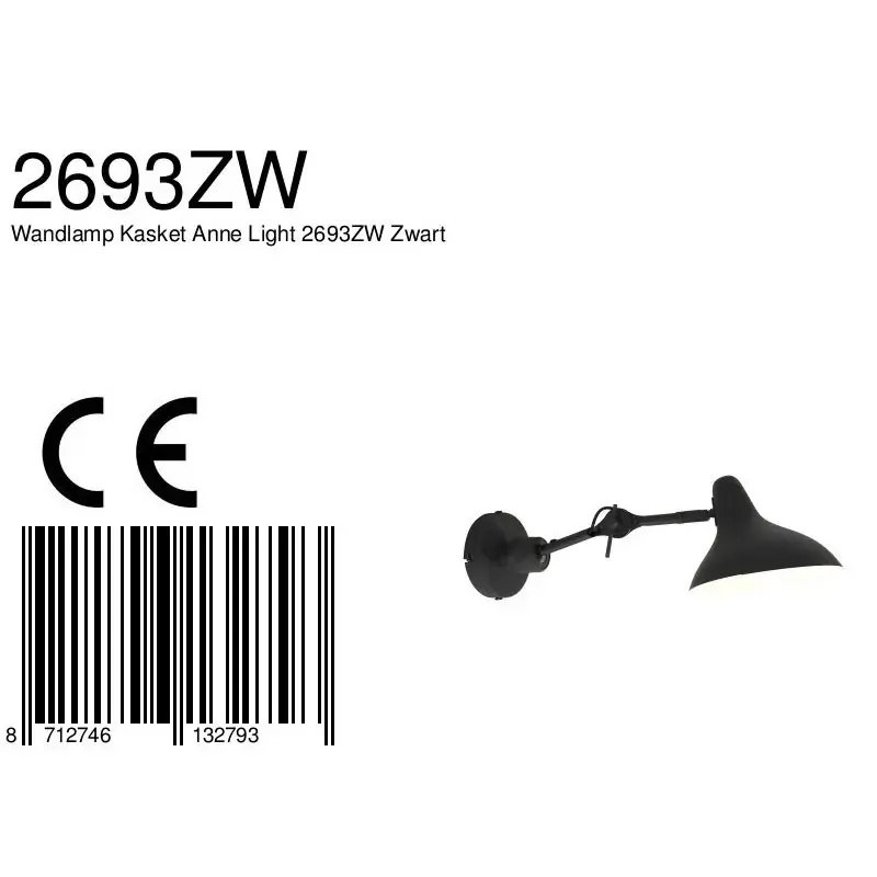 Foto 6 Wandlamp Anne Kasket 2693ZW Zwart Kasket 2693ZW