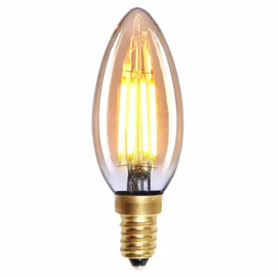 Foto van Kaarslamp E14 LED Filament 4W Amber Dimbaar