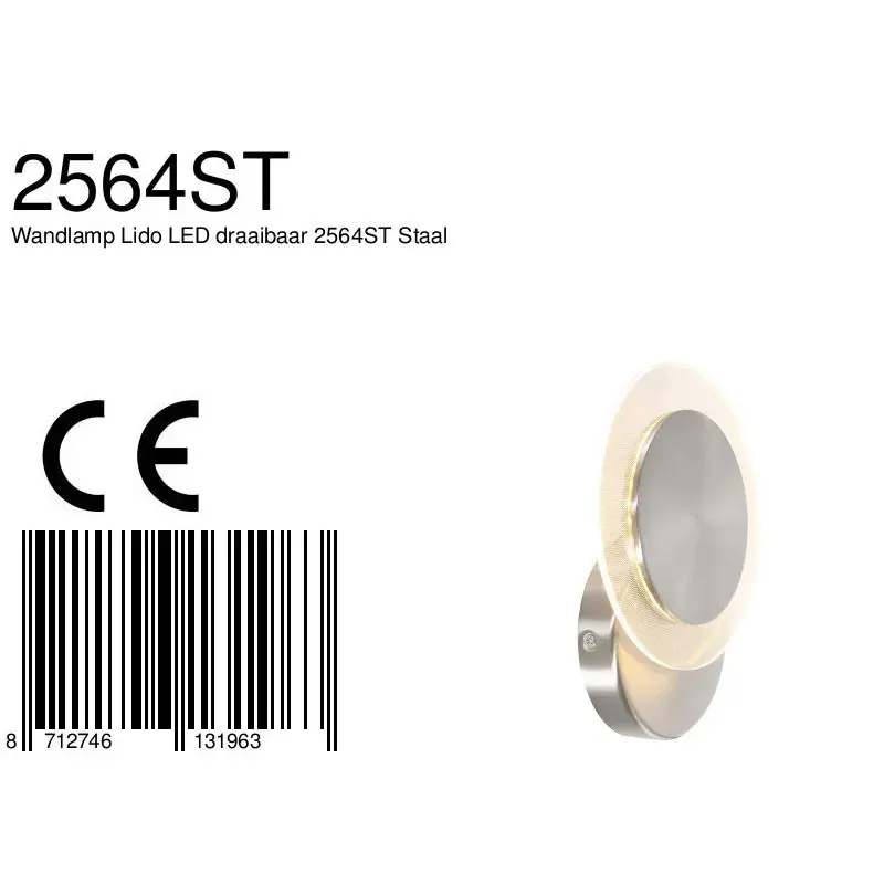 Foto 7 Wandlamp Ceiling & Wall 2564ST Staal Lido 2564ST