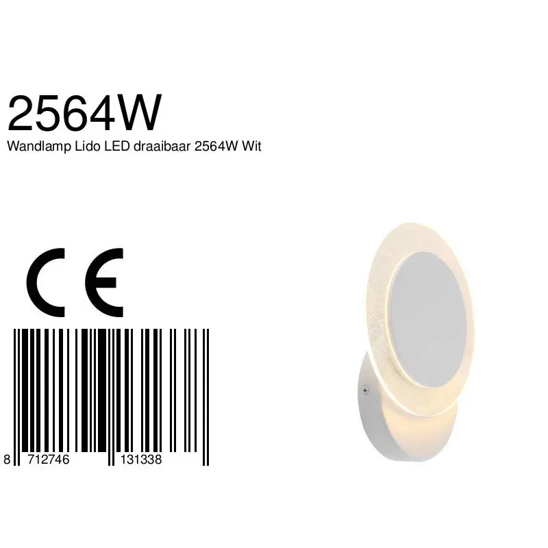 Foto 8 Wandlamp Ceiling & Wall 2564W Wit Lido 2564W