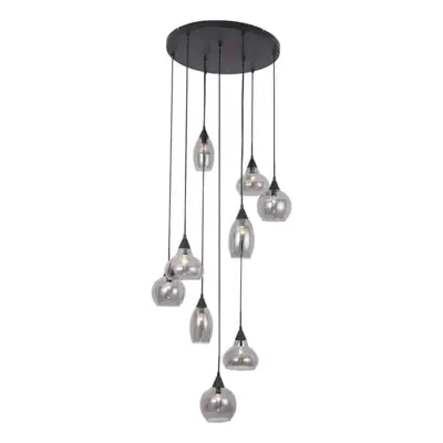 Foto van Hanglamp Vide Macchia Zwart Smoke Glas 9L