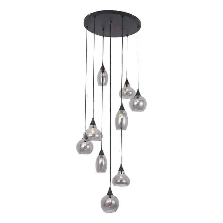 Foto 1 Hanglamp Vide Macchia Zwart Smoke Glas 9L