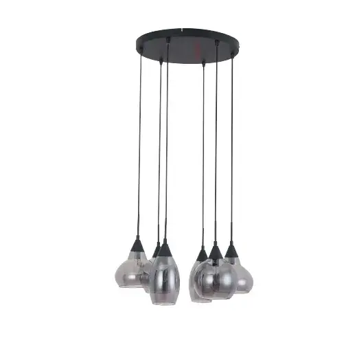 Foto 12 Hanglamp Macchia Vide Zwart Smoke Glas 6L