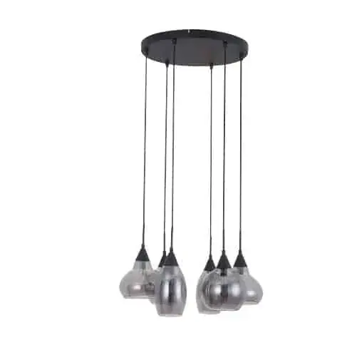 Foto 7 Hanglamp Macchia Vide Zwart Smoke Glas 6L