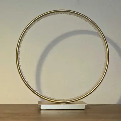 Foto van Tafellamp ring Diaspro Mat goud 36cm T7520G