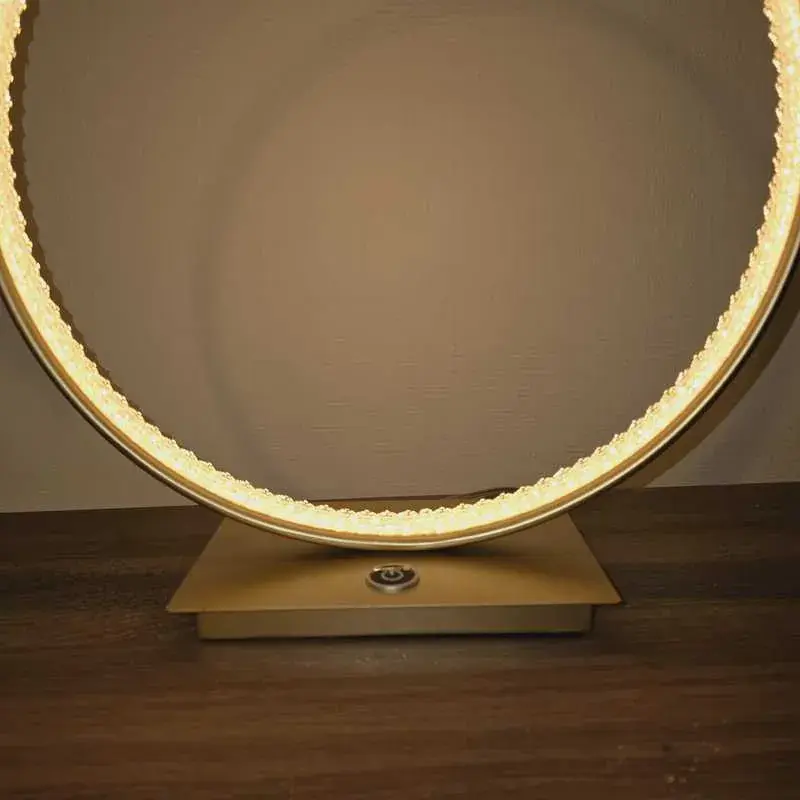 Foto 4 Tafellamp ring Diaspro Mat goud 36cm T7520G