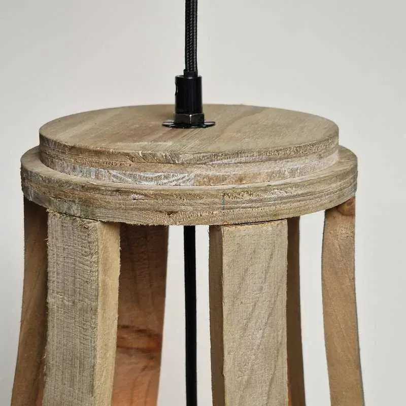 Foto 5 Hanglamp Kroonluchter zakkroon Treccia Tricia Hout open 60x40cm
