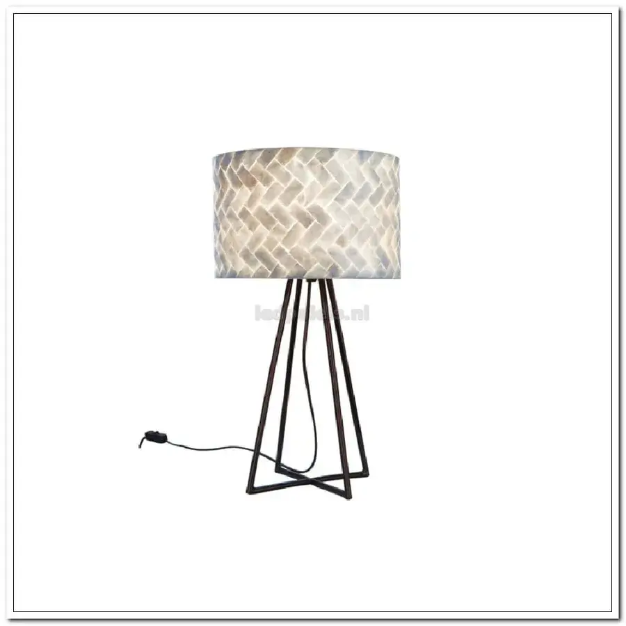 Foto 2 Tafellamp schelpenlamp zigzag 28cm met voet