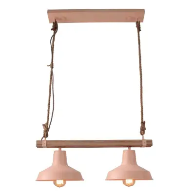 Foto van Hanglamp Jesse Vintage Roze 2 lichts