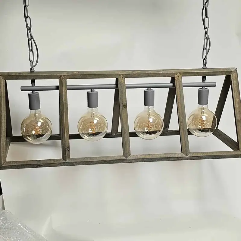 Foto 5 Hanglamp Farm hout 4 lichts h 5192 4l