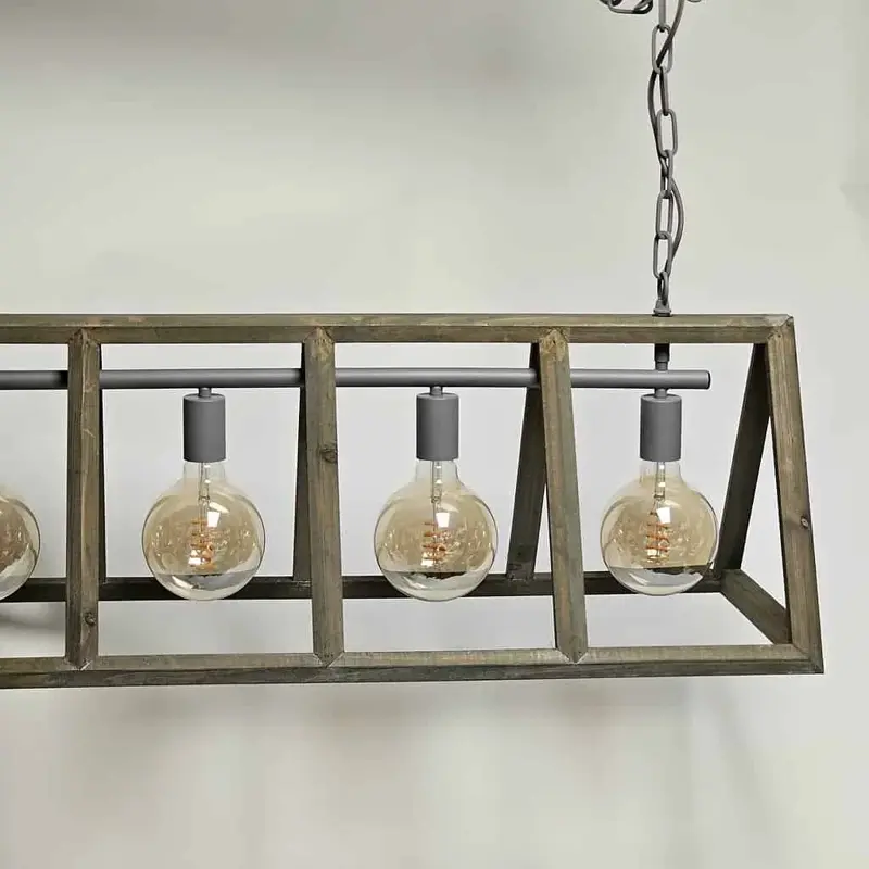 Foto 6 Hanglamp Farm hout 4 lichts h 5192 4l