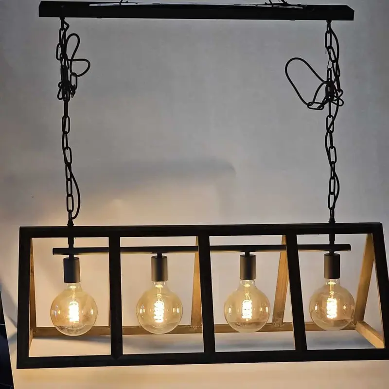 Foto 9 Hanglamp Farm hout 4 lichts h 5192 4l
