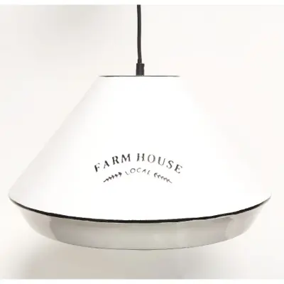 Foto van Landelijke hanglamp farm house wit met zwart Ø42 cm