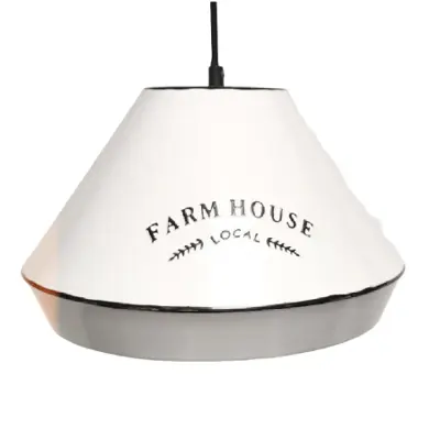 Foto van Landelijke hanglamp farm house wit met zwart Ø32 cm