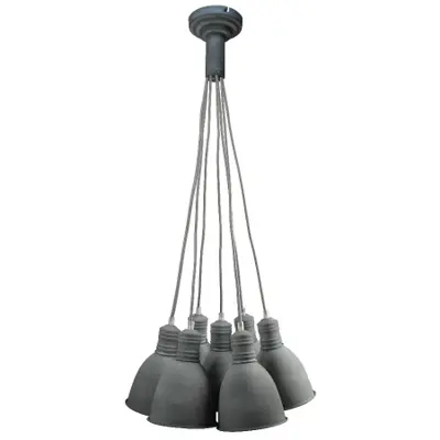 Foto van Hanglamp Industry Tros 7 lichts beton grijs
