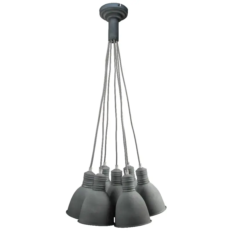 Foto 1 Hanglamp Industry Tros 7 lichts beton grijs