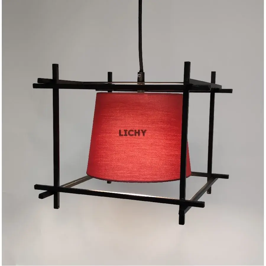 Foto 3 Hanglamp Ernie zwart met rode kap 1 lichts