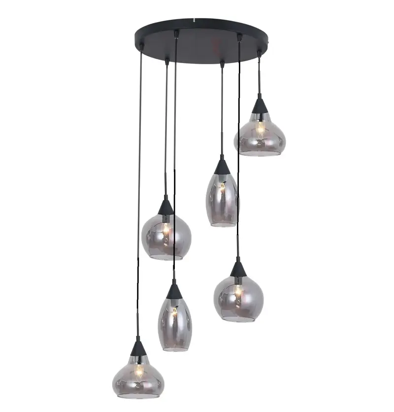 Foto 1 Hanglamp Macchia Vide Zwart Smoke Glas 6L