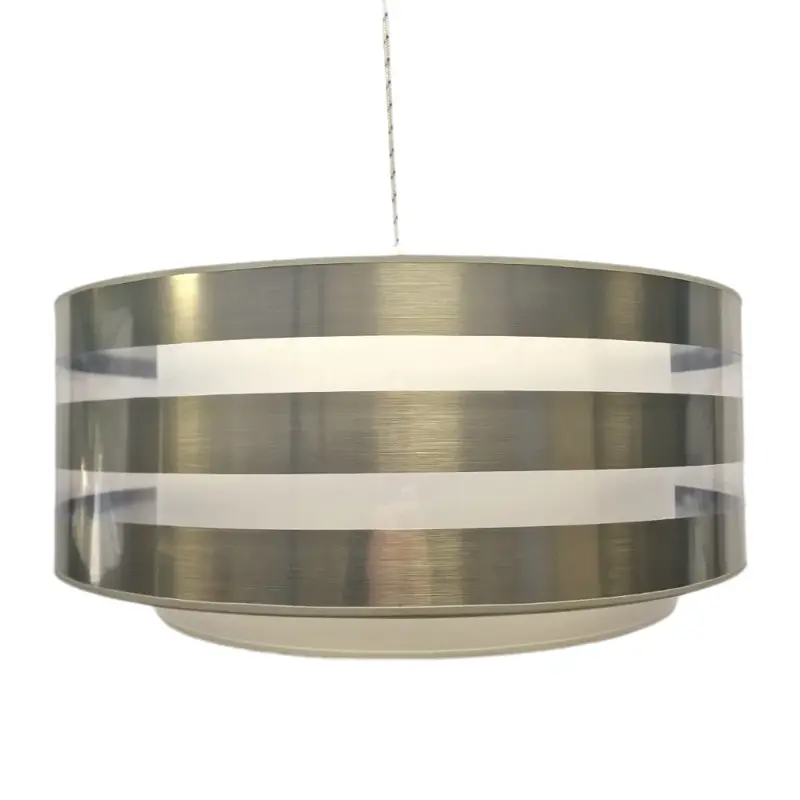 Foto 1 ronde kap hanglamp zilver transparant met witte binnenkap 61cm k 7324 alu stripe