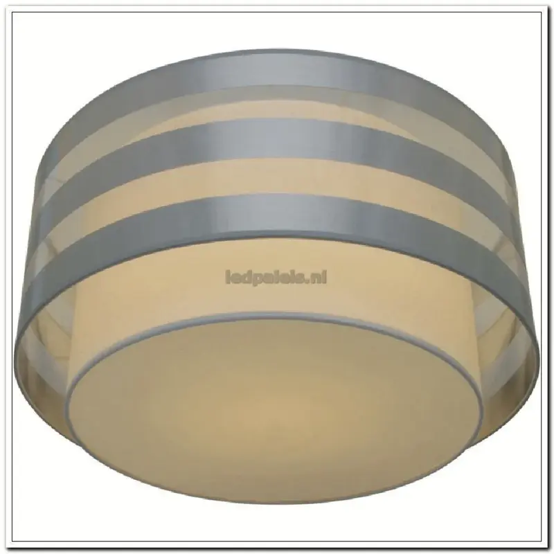 Foto 2 ronde kap hanglamp zilver transparant met witte binnenkap 61cm k 7324 alu stripe