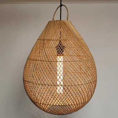 Foto van Hanglamp Druppel riet naturel 39cm 511022