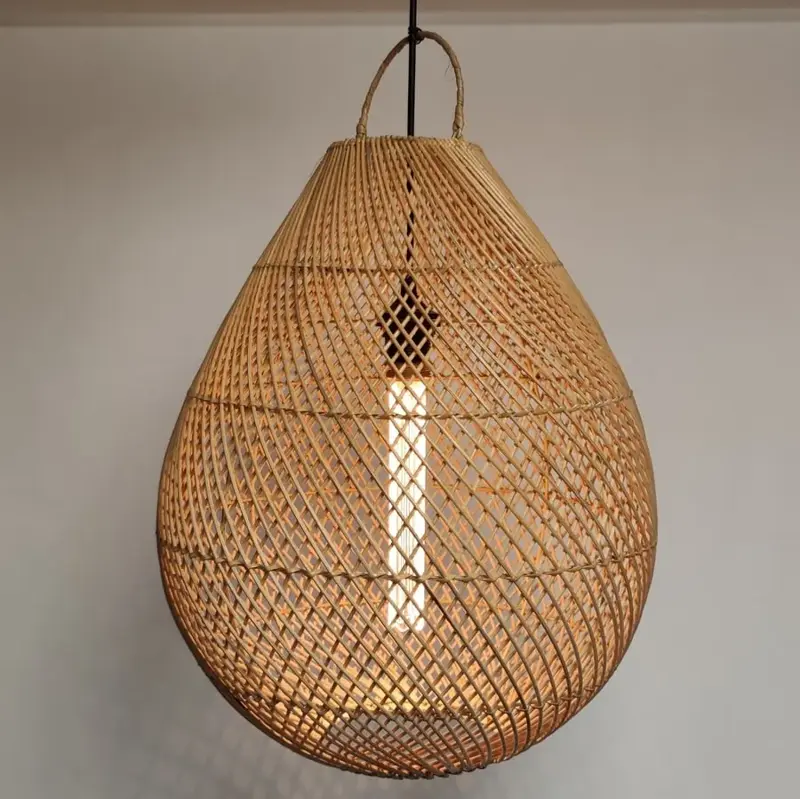 Foto 1 Hanglamp Druppel riet naturel 39cm 511022