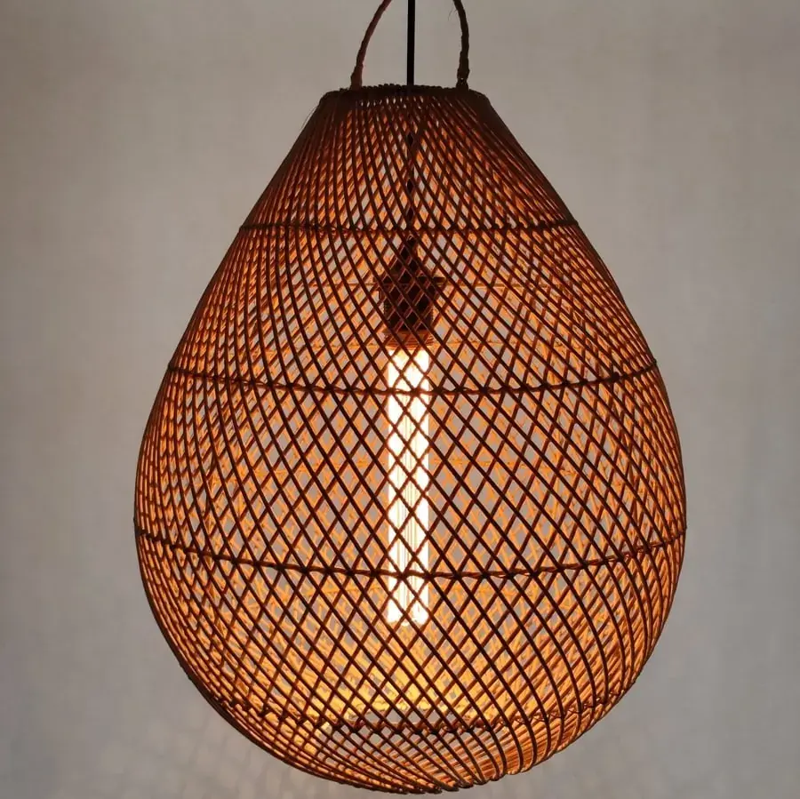 Foto 8 Hanglamp Druppel riet naturel 39cm 511022