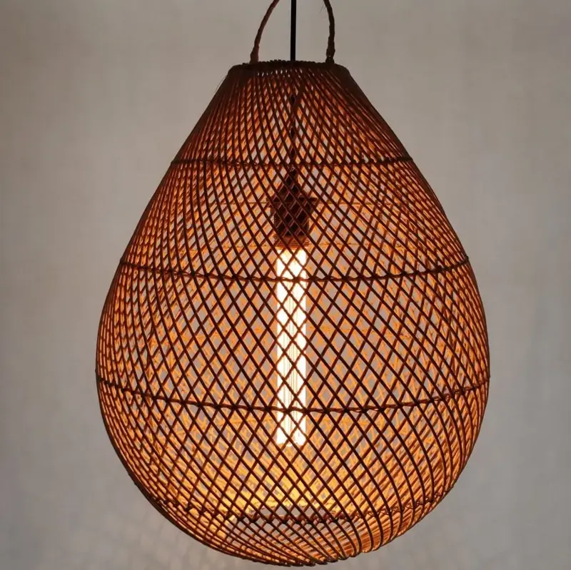 Foto 8 Hanglamp Druppel riet naturel 39cm 511022