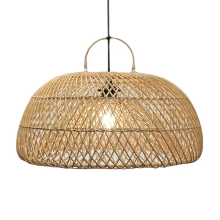 Foto 2 Hanglamp halve bol dubbel riet naturel 40cm 511222
