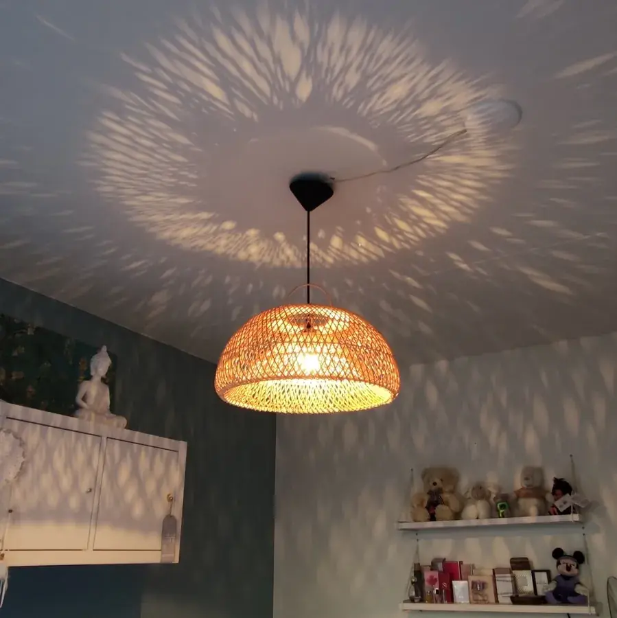 Foto 8 Hanglamp halve bol dubbel riet naturel 40cm 511222