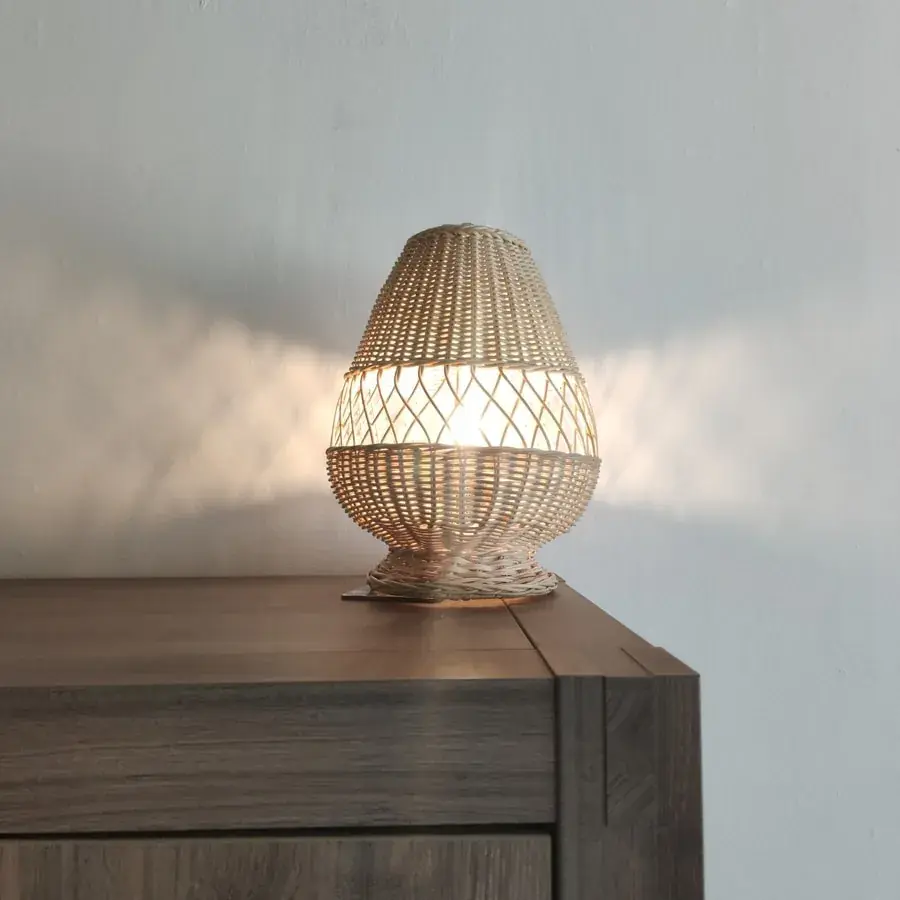 Foto van Tafellamp Riet Ruit 28x43cm zwart 511127