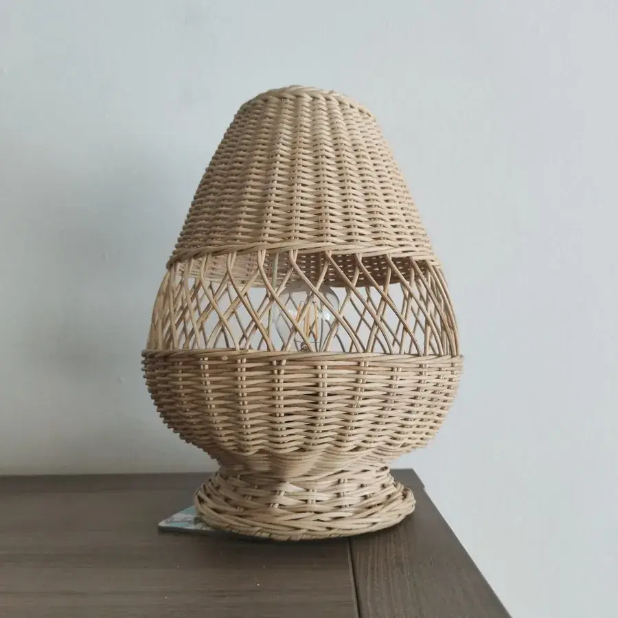 Foto 2 Tafellamp ruit riet naturel 35cm 511029