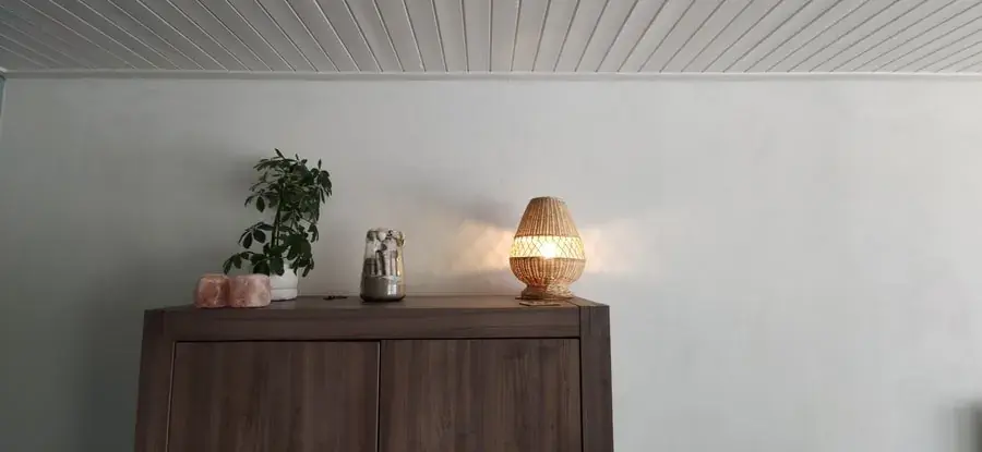 Foto 6 Tafellamp ruit riet naturel 35cm 511029