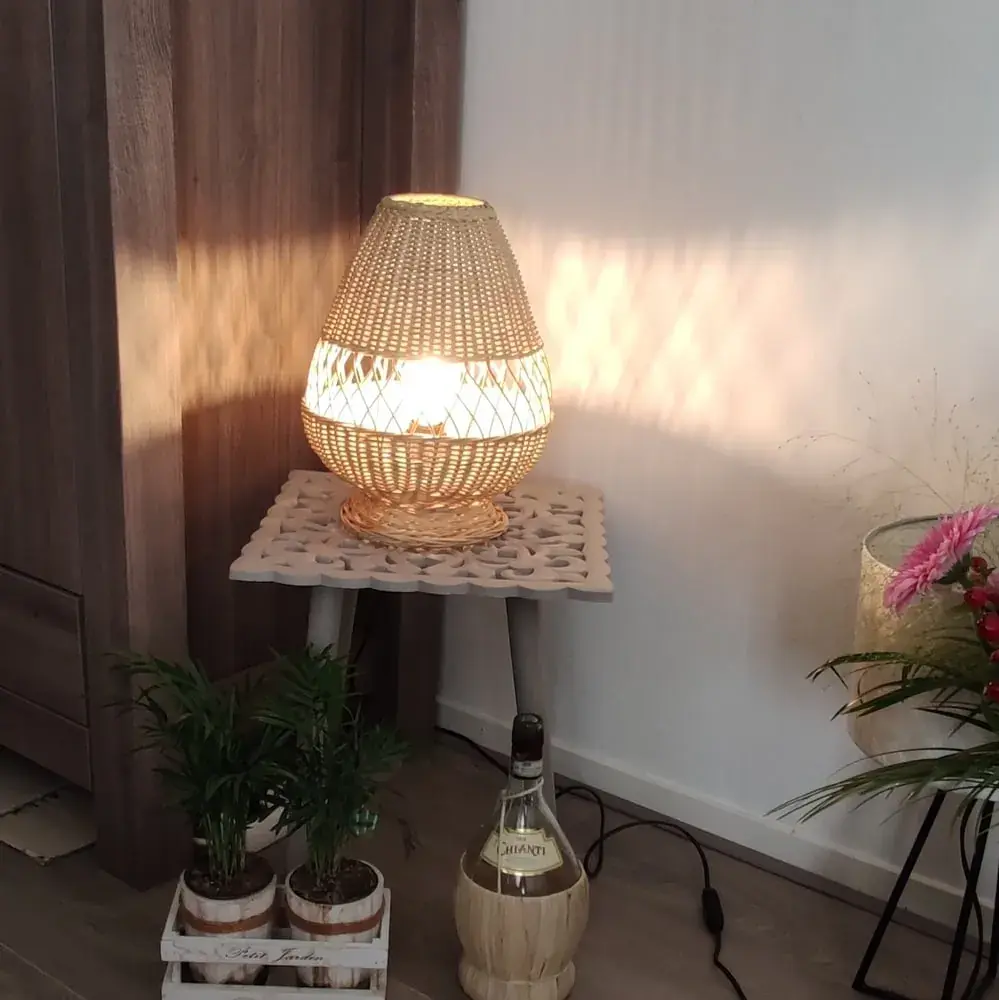 Foto van Tafellamp Riet Ruit 28x43cm zwart 511127