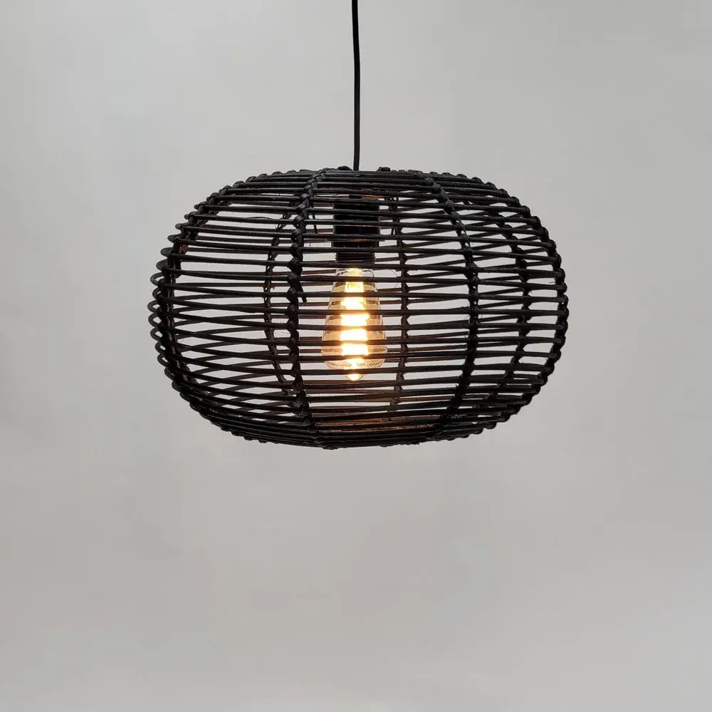 Foto van Hanglamp Druppel riet zwart 33cm 511121