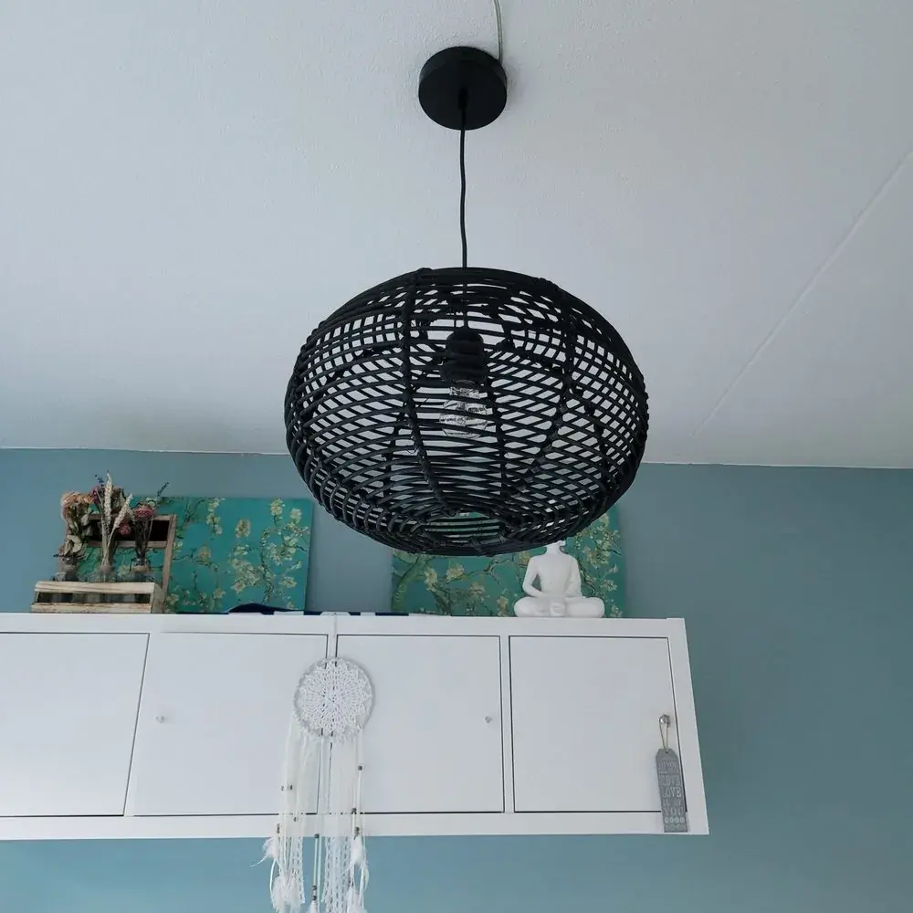 Foto 10 Hanglamp riet Ufo 40cm zwart