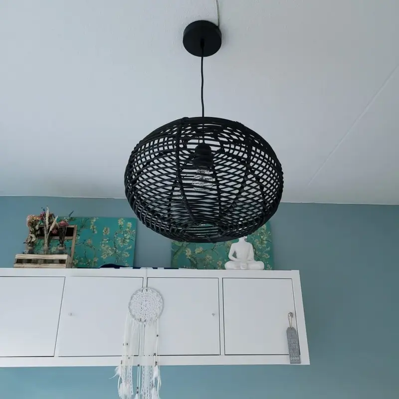 Foto 10 Hanglamp riet Ufo 40cm zwart