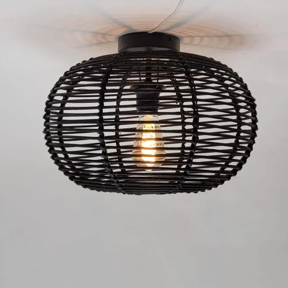 Foto van Hanglamp riet Ufo 30cm zwart