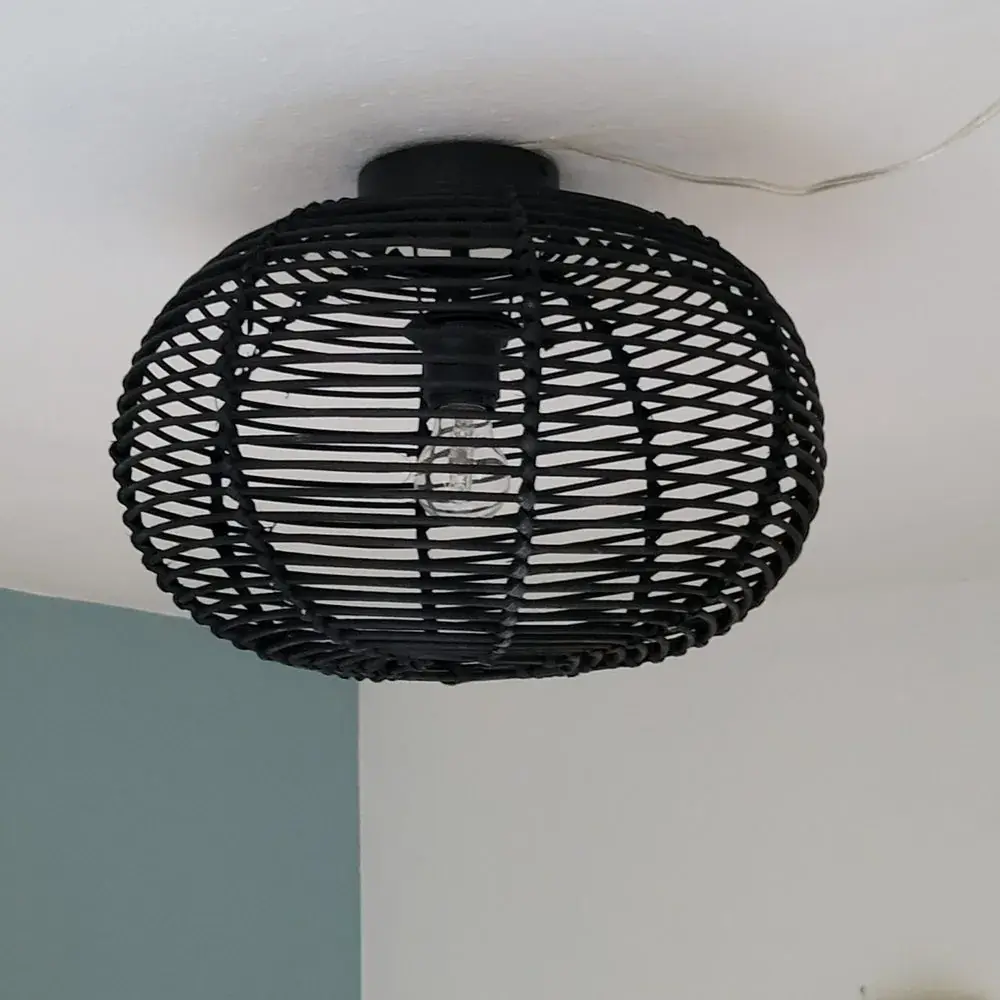 Foto 3 Plafondlamp riet Ufo 40cm zwart