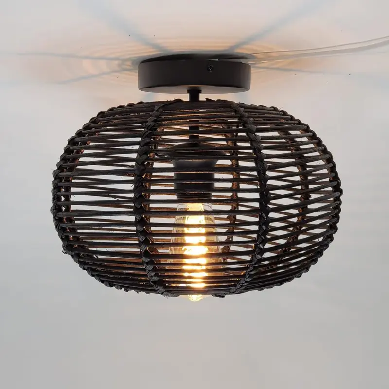 Foto 1 plafondlamp riet Ufo 30cm zwart