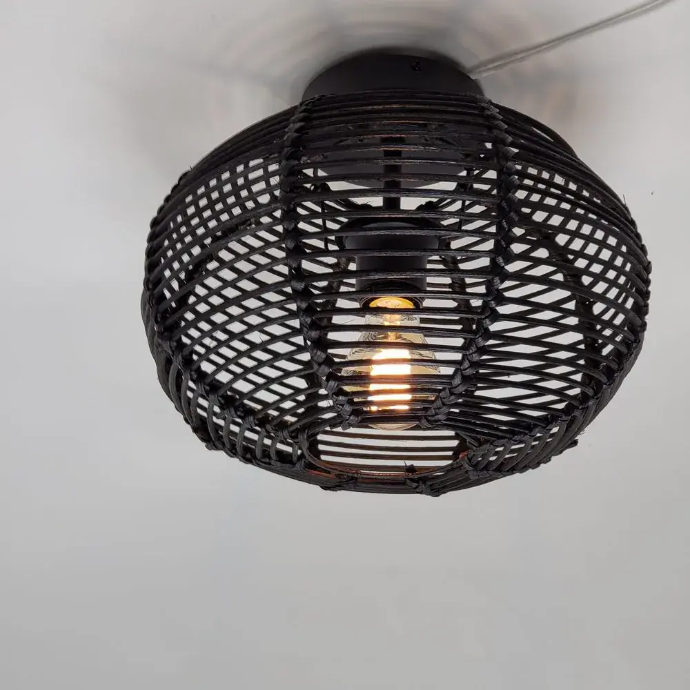 Foto 2 plafondlamp riet Ufo 30cm zwart