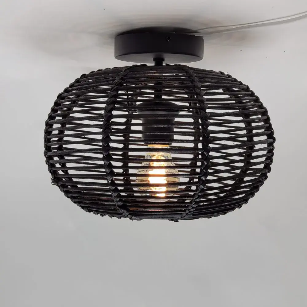 Foto 3 plafondlamp riet Ufo 30cm zwart